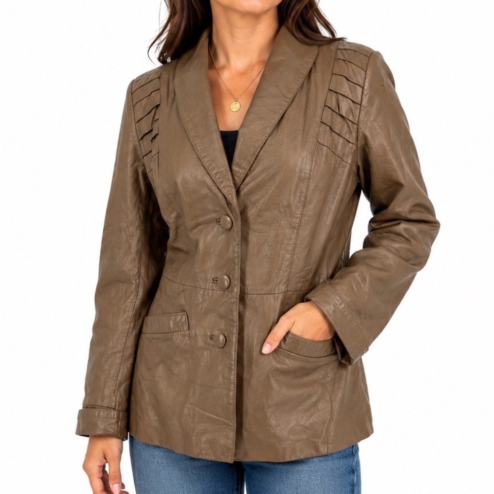 Vintage Avanti Genuine Leather Jacket Brown Ghained‎ Cowhide 10